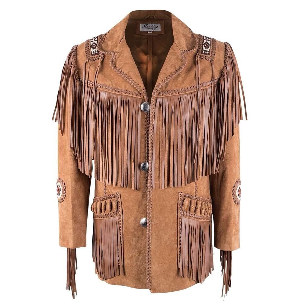 Scully Men’s Western Fringe Boar Suede Jacket w/ Beading sz 40 US